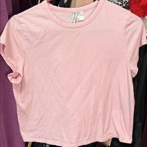 Divided SZ L Light Pink Short Sleeve Crop Tee
